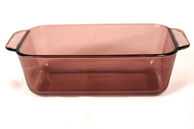 Pyrex CRANBERRY Glass 1.5 QT Rectangular Bread Loaf Pan Casserole 213-R 