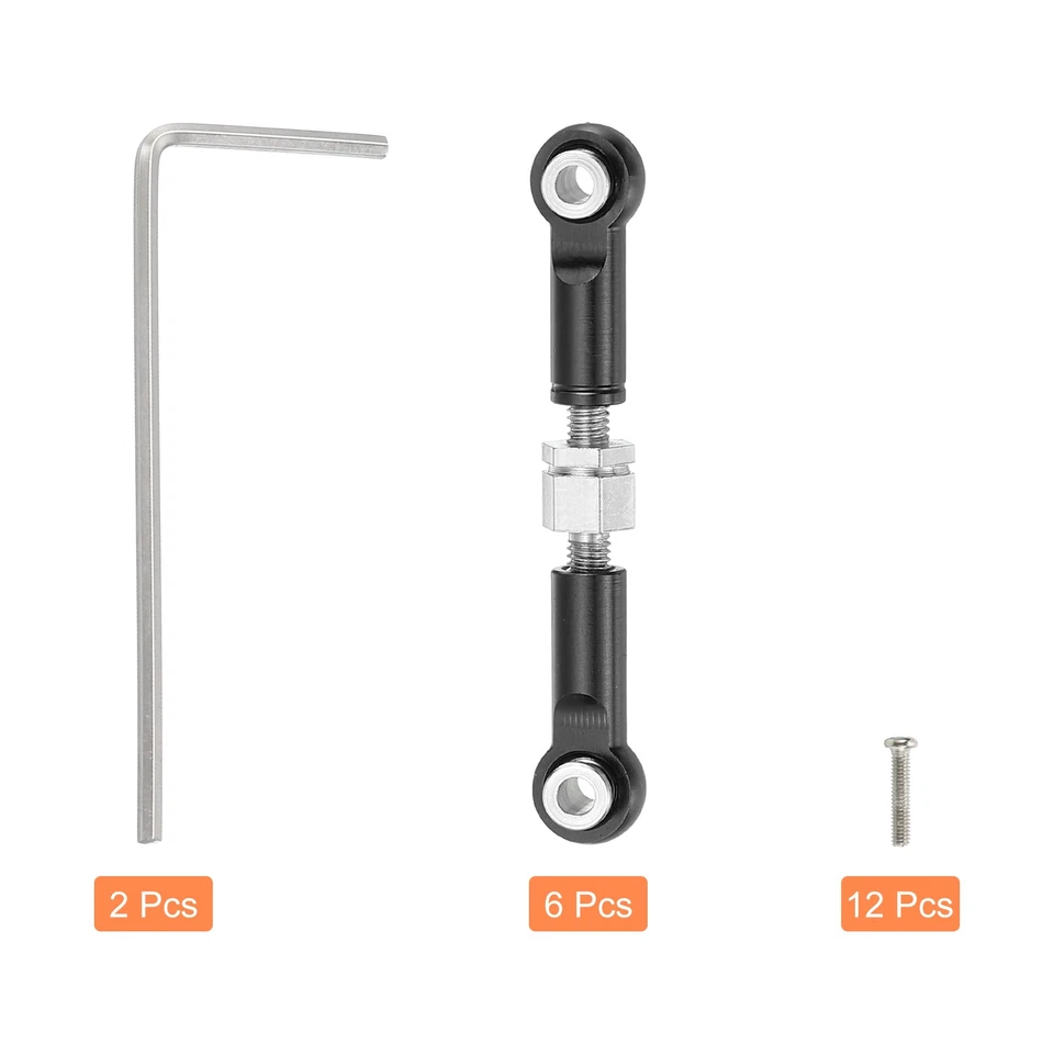 6 Stück Lenk-Servo-Stange RC Aluminium-Verbindungen für RC Auto(Schwarz, 37mm) - Bild 3 von 4