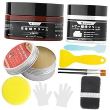 Leather Recoloring Balm Mink Oil Leather Conditioner & Leather Filler Red Brown