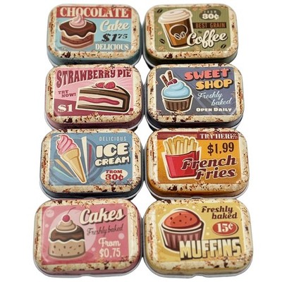 8Pcs Mini Butter Dessert Tin Trinket Jewelry 5.5X4X2.1 CM/2.4X1.5X1 in, Brown