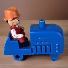 Farmer Boy Toy Blue Tractor Made in Japan Vintage Hard Plastic