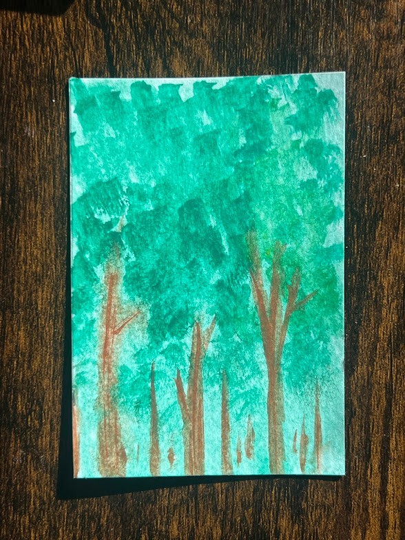 ACEO Original Art Card – tree, watercolor tree's, forest, jungle, nature