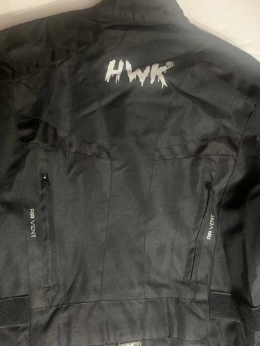 HWK Men's Black Motorcycle Jacket Zip (Pads) Ventilated Mesh Stand-Up Collar, L  image 6