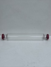 Pyrex JAJ Vintage 1960s Clear Glass Rolling Pin with Red End Caps.