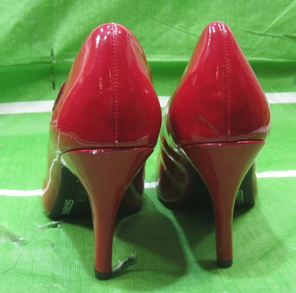 NUEVO Rojo 4" Tacón Alto Punta Redonda Zapatos Mujer Talla 5.5 Foto 3 de 4