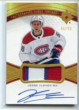 2021-22 UD Ultimate JESSE YLONEN Autographed Debut Threads Auto Patch 3clr /99