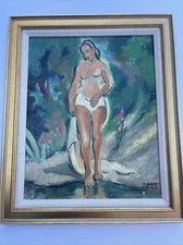 Antique French Painting School Of Paris Impressionism Woman Female Model Oil