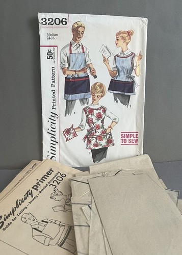 Vintage Simplicity Sewing Pattern 3206 Medium 14-16 Aprons - Cut/Complete - Picture 3 of 3