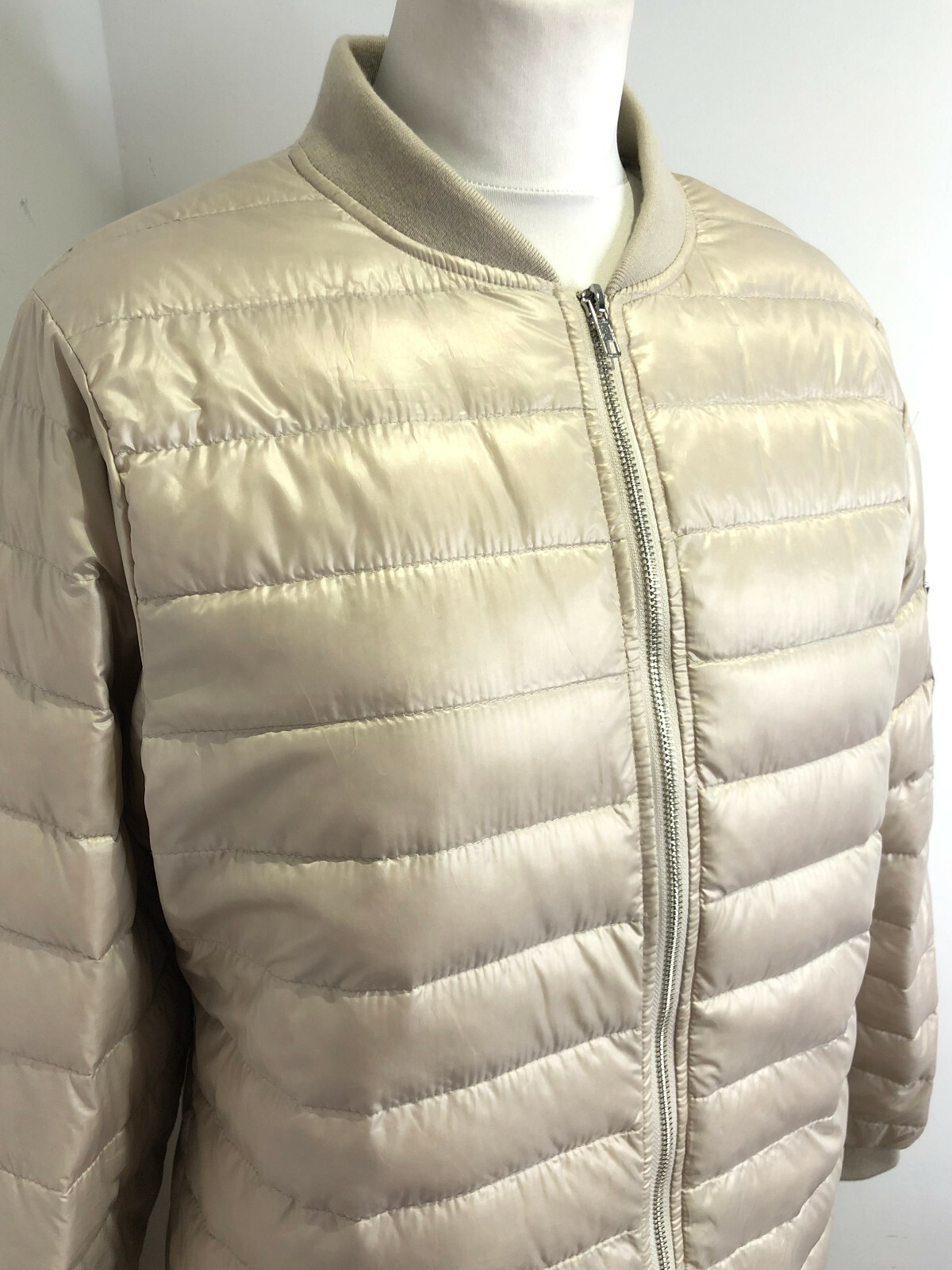 Zara Basic beige down feather long quilted bomber… - image 3
