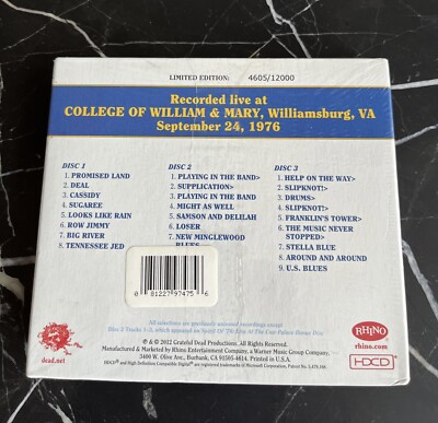 Grateful Dead Dave's Picks Vol. 4 | William & Mary Virginia 9/24