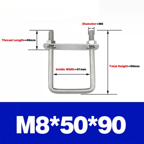 304 SS U-Screw Square Clamp /U-Bolt Right Angle Bolt With Baffle / Square Clamp - Picture 26 of 53