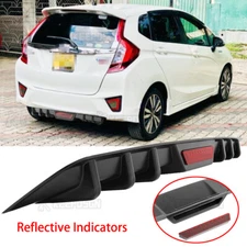 Matte Black Shark Fins Rear Diffuser Bumper Spoiler Lip For Honda Fit 2006-2020