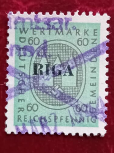 Lettonie, municipalité de Riga timbre fiscal, 60 cpr, année 1943, catalogue 88 - Photo 1 sur 2