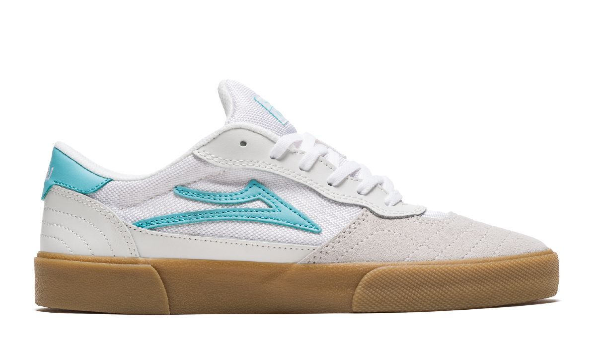 Lakai Footwear Cambridge White Teal Suede Skate Shoes Sneakers
