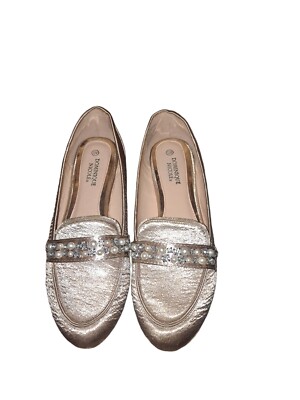 Dominique Nicole Sateen Women's Slip On Gold Size 12M Sparkly Pearls Rhinestones