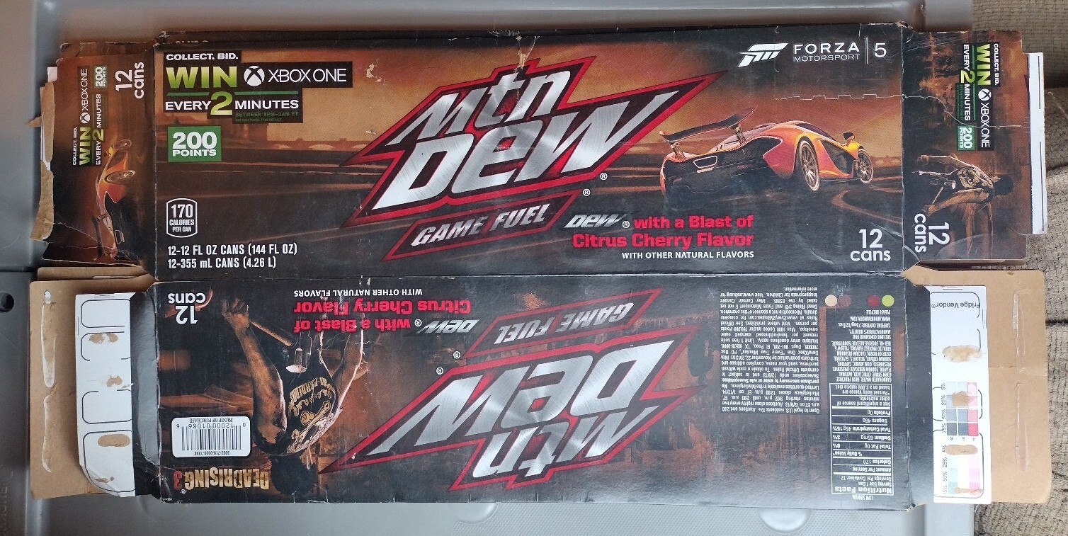 (1) 2014 Dead Rising 3 Citrus Cherry Game Fuel MTN Dew Empty Carton
