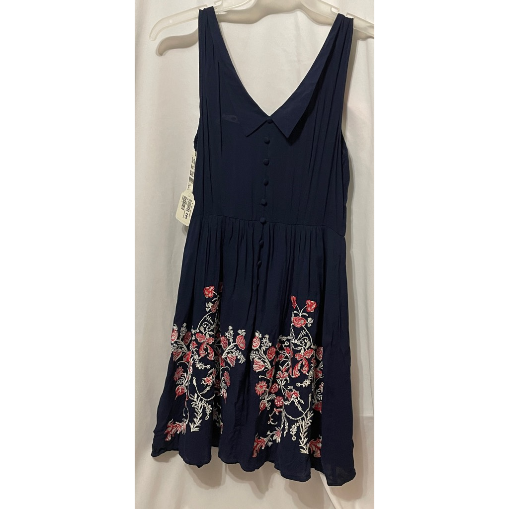 Sunny Girl Womens A Line Dress Blue Mini Floral Lined V Neck