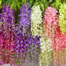 12PCS/set Artificial Fake Wisteria Vine Ratta Hanging Garland Silk Flowers Decor