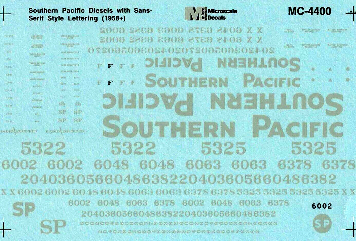Microscale MC-4400 HO Southern Pacific SP Diesel Locomotives 1958+
