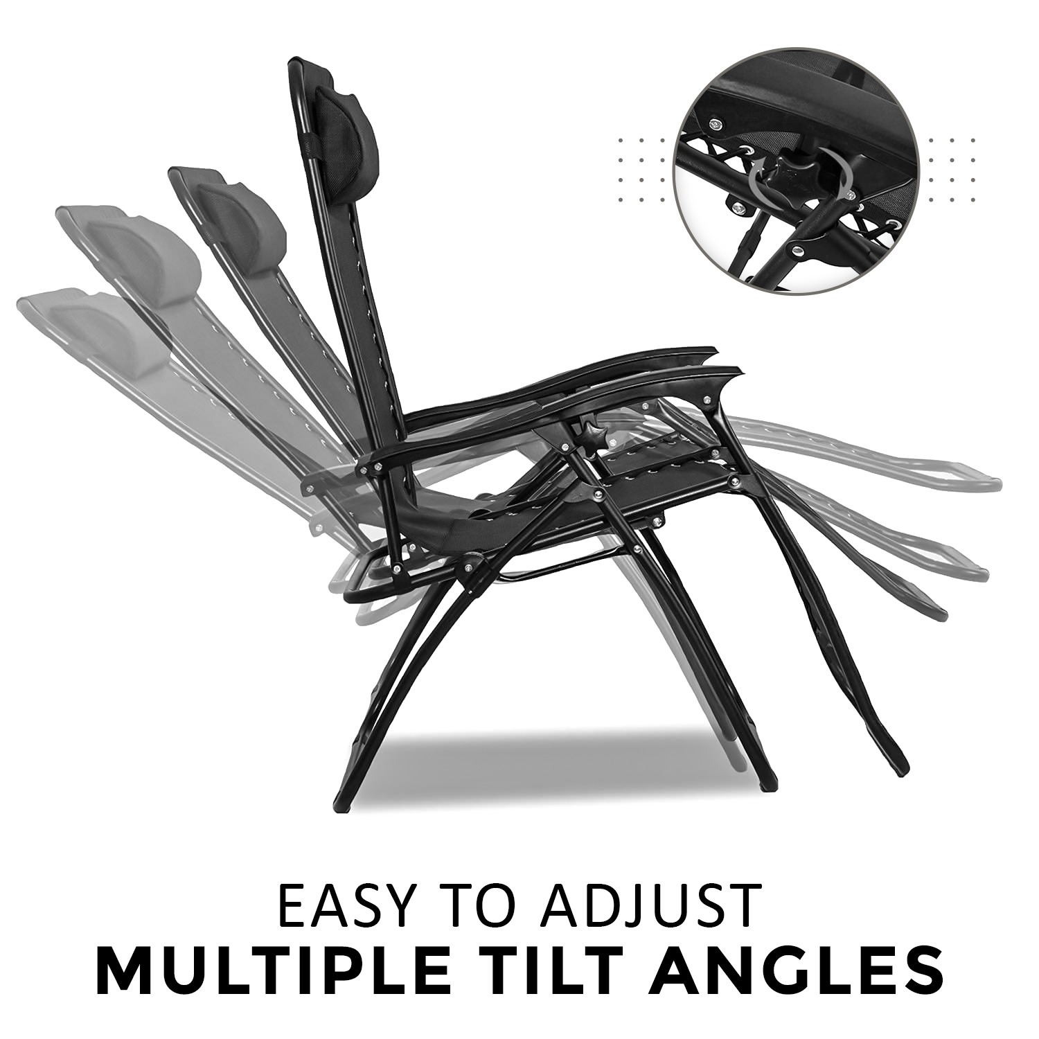 2 X RECLINING SUN LOUNGER OUTDOOR GARDEN FOLDING ZERO GRAVITY CHAIR