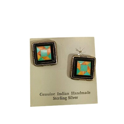 Vintage Native Sterling Silver Southwestern Style Earrings Handmade - Repair 
