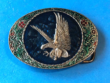 RARE BEAUTIFUL INTRICATELY WORKED AMERICAN EAGLE USA FLOWERS BELT BUCKLE