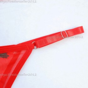 Reindeer Antlers Sexy Valentine Lingerie Set Red Translucent Lace Babydoll Thong