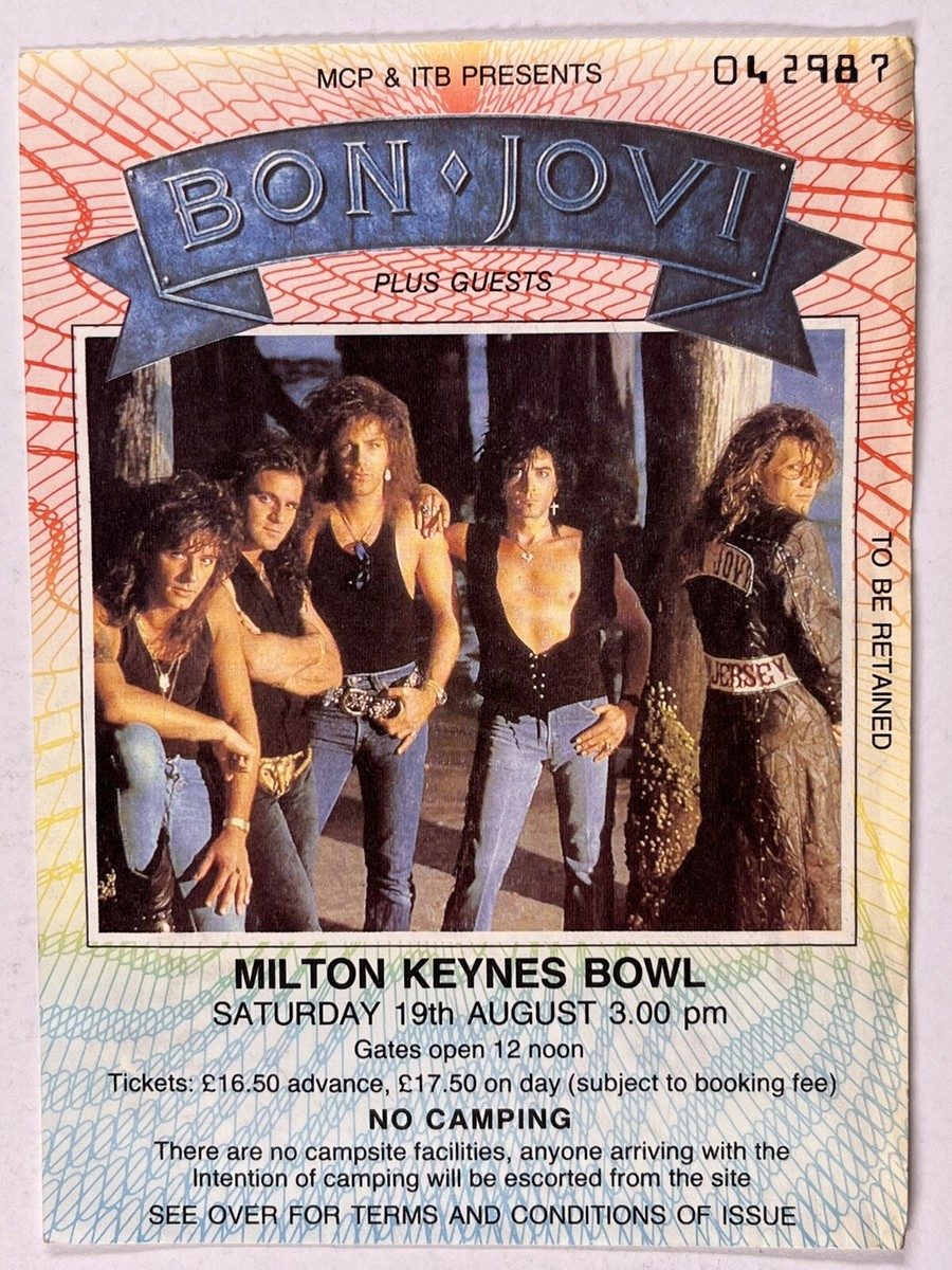 Bon Jovi 1989年Milton Keynesライブチケット半券 Bon Jovi Concert Ticket Richie Sambora Original Milton Keynes Bowl