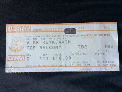 1995/6 Everton v KR Reykjavik European Cup Winners Cup ticket