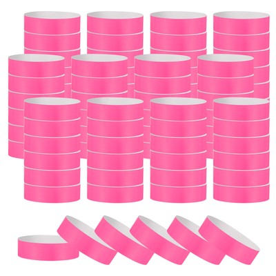 500 Pack Paper Wristbands for Events, Concert Wrist Bands Fluorescent Pink