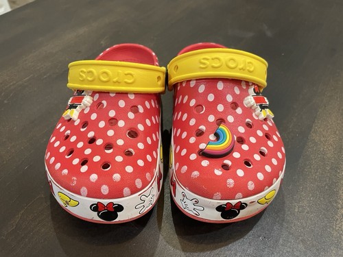 Crocs Disney Parks Minnie Mouse Kids Crocband Red Clogs Junior Size 11 - B121 - Picture 6 of 7