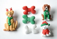 Feliz Navidog / Christmas Theme Dogs & Bones / Dress It Up Holiday Shank Buttons