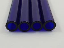 6" Long Blue Pyrex Glass Tubing 6 Tubes 12 mm OD 8 mm ID Drinking straws Thick