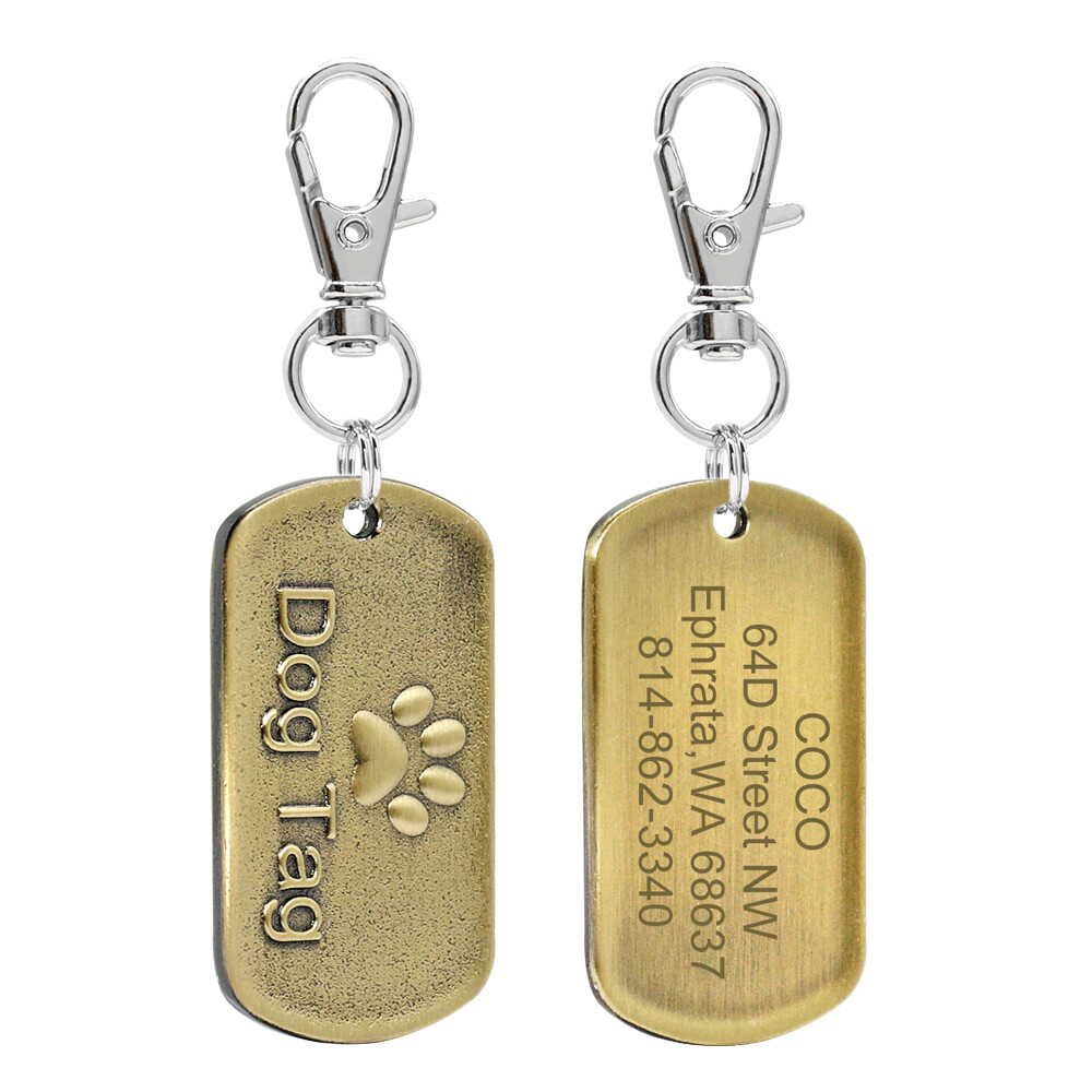 Rectangle Dog Tag Customizable Name ID Collar Tag Engraved