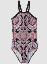  59 Seafolly Kid's Girl's Black Crisscross Back One-Piece Swimwear Size AUS 10
