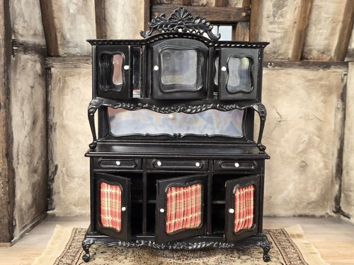 Dollhouse Miniature Eboy Cabinet Country Hutch Carved BESPAQ Artisan Vintage - Picture 5 of 7