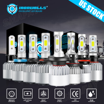 LED Headlight Bulb Hi/Low Fog 6500K 9005 9006 H11 H9 H7 H1 H4 H13 9007 9012 9004