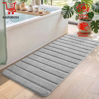 Badematte Rutschfest Weich SaugfäHig Waschbar 60X150Cm Hellgrau Badezimmer