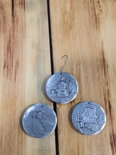 Vtg Lot Of 3 Wendell August Aluminum Christmas Ornament RARE 1990, 1993, 1994