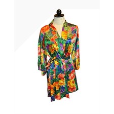 VTG Victorias Secret Gold Label Floral Satin Robe Babydoll Set Sz S PETITE