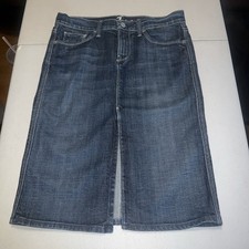 7 For All Man Kind Colette Denim Front Slit Skirt 27 Inch Waist Knee Length