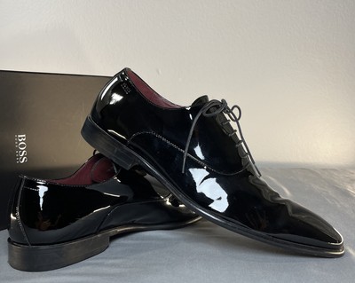 BOSS Hugo Boss Vero Cuoio Mens Black Patent Leather Oxford Dress Shoes 13