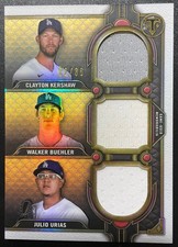 2022 Topps Triple Threads LA Dodgers Relic Combo Card. Kershaw Buehler Urias /36