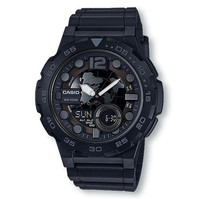 CASIO AEQ100W-1B Analog/Digital Combination Telememo Black Watch