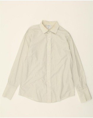 Brooks Brothers formelles Herrenhemd Größe 16 1/2 Large gelbe Nadelstreifen UR12