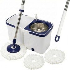 Spin Mop & Detatchable Bucket Set 360 Wringer Rotating 1+2 Microfibre Head Floor