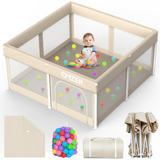 Foldable Baby Playpen with Mat: 50 X 50 Inch Portable Playpen - Play Pen for Bab