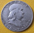 New Listing1951-P Benjamin Franklin Half Dollar 90% Silver Circulated US Coin