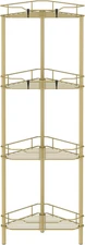 4 Tier Floor Standing Corner Shower Caddy Organizer Shelf with Hooks, Bathroom S