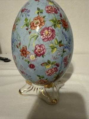 Formalities by Baum Bros. Porcelain Floral Decorative Egg Gold Trim